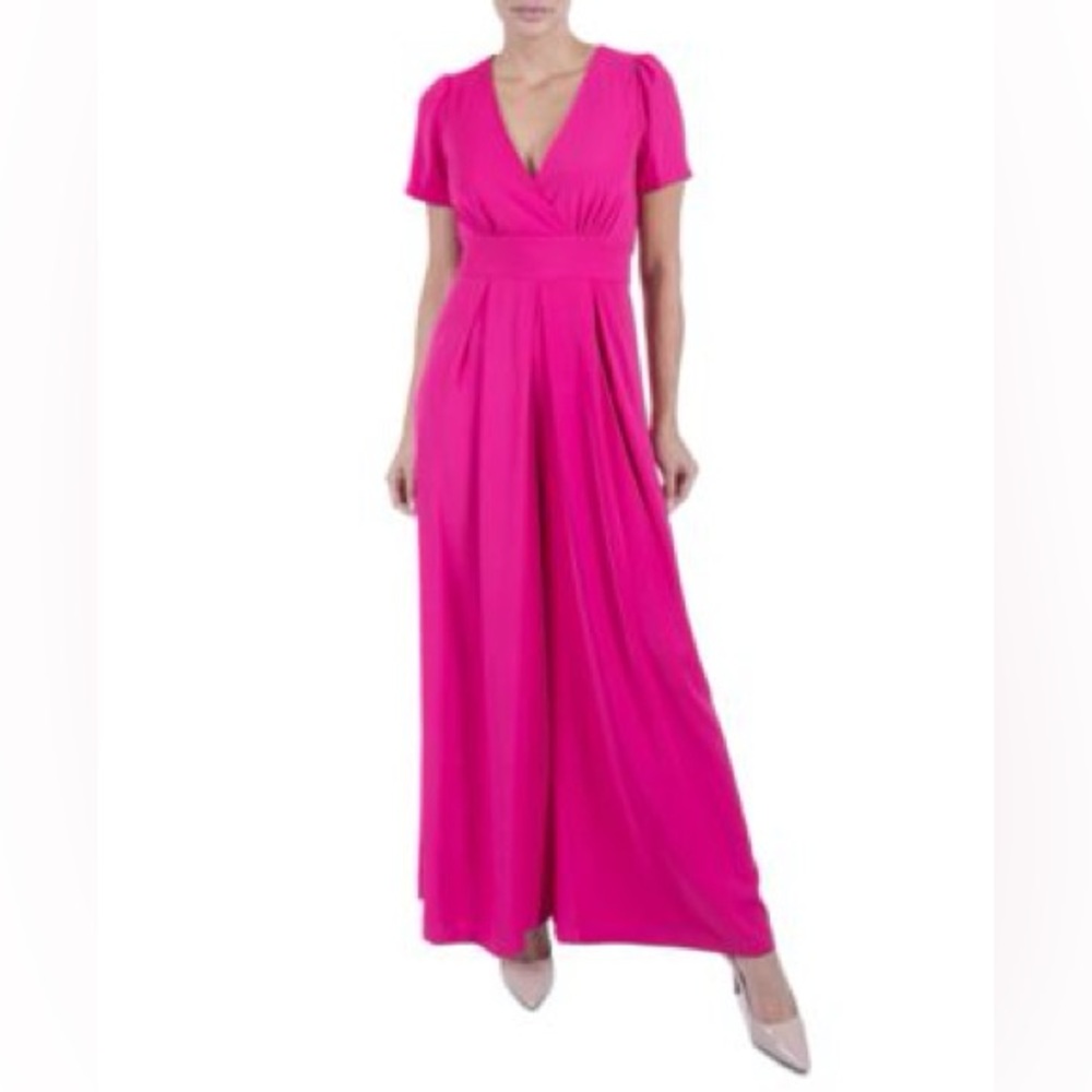 NWT new with tags Julia Jordan matte crepe Short-Sleeve Wide-Leg Jumpsuit size 8